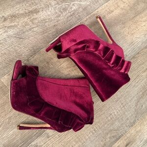 JustFab Burgundy Velvet Heels